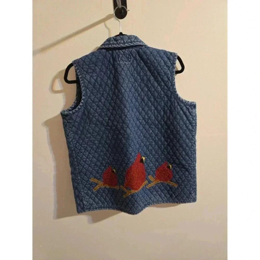 Vintage Haik's Denim Cardinal Vest Size Medium Holiday - Picture 5 of 7